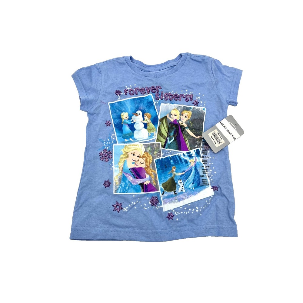 Disney Store Frozen Princess Elsa & Anna Blue T-Shirt Size‎ XXS 2/3